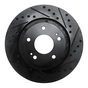 Mitsubishi Outlander PHEV Brake Rotor (1) - Front Right - R1 Concepts - Drilled & Slotted - Black - `05-`22